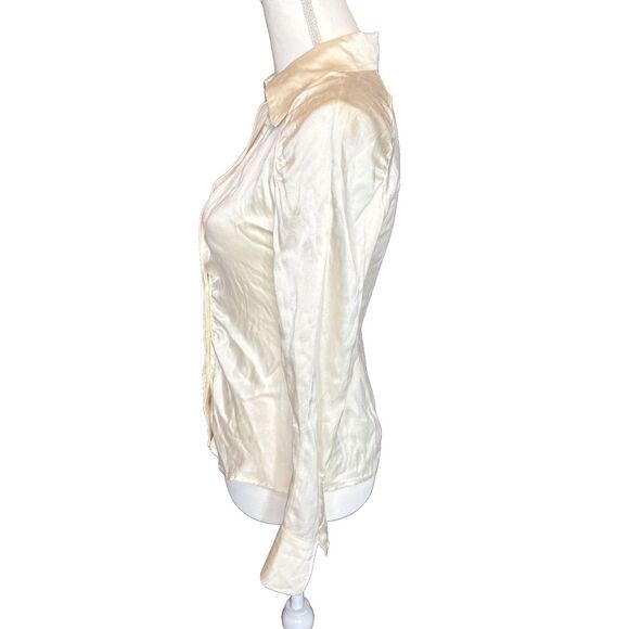 Intermix Silk Button Down Blouse Size 2 Ivory Ecru Small Flaws - Picture 5 of 12